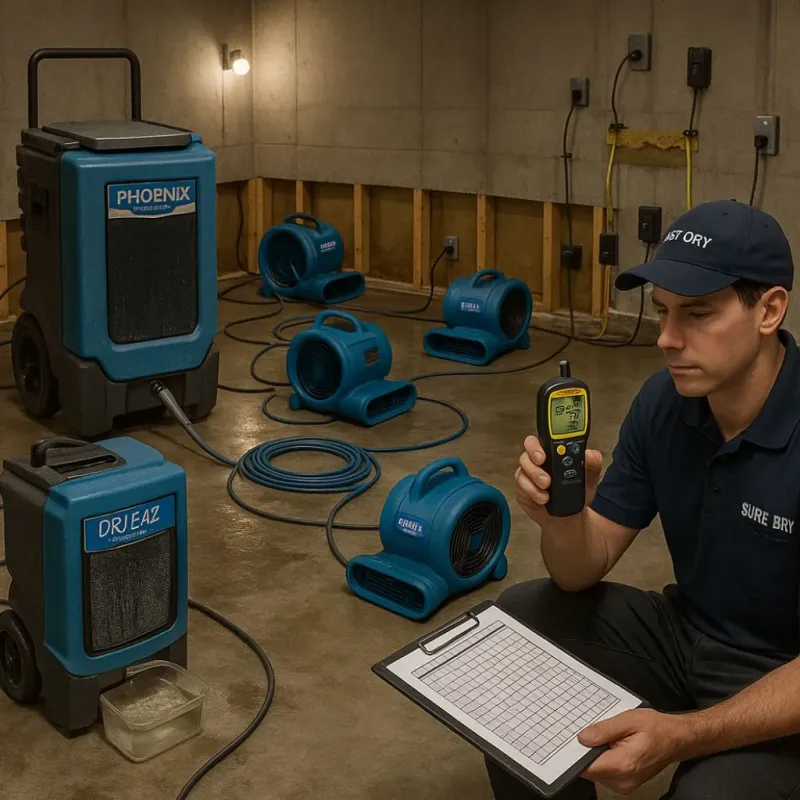 Structural Drying and Dehumidification process in Hellertown, PA